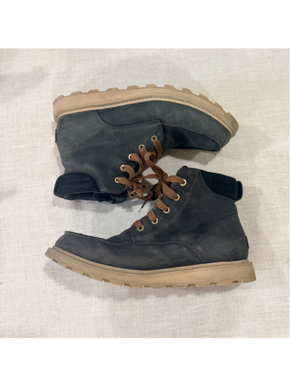 Sorel Men's Caribou Moc Waterproof Leather Boots Blueish Gray Tan Size 8 NM3851 - Picture 4 of 10